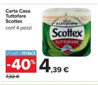 Carrefour Scottex Carta Casa Tuttofare conf 4 pezzi offerta