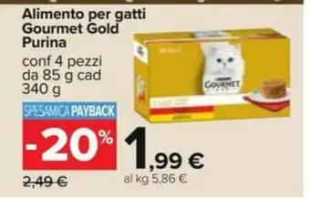 Carrefour Alimento per gatti Gourmet Gold Purina conf 4 pezzi da 85 g cad 340 g offerta