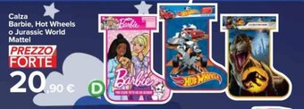 Carrefour Calza Barbie, Hot Wheels o Jurassic World Mattel offerta