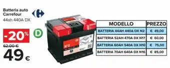 Carrefour Batteria auto Carrefour 44ah 440A DX offerta
