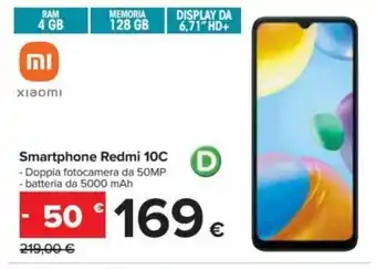 Carrefour Smartphone Redmi 10C 5000 mAh offerta