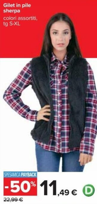 Carrefour Gilet in Pile Sherpa Colori Assortiti tg S-XL offerta
