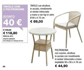 Iper La Grande Tavolo Con 2 Poltroncine offerta