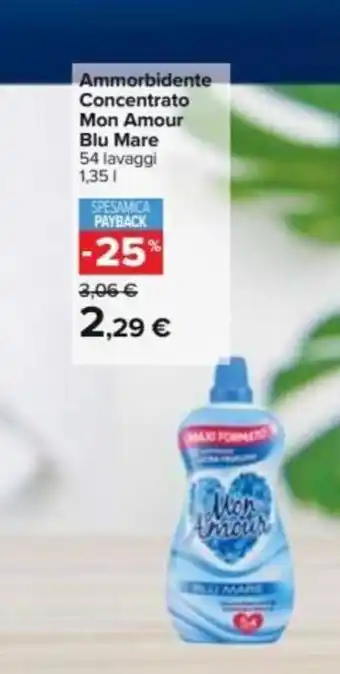 Carrefour Ammorbidente Concentrato Mon Amour Blue Mare 54 lavaggi 1,35 L offerta