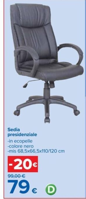 Carrefour Sedia presidenziale 68,5x66,5x110/120 cm offerta