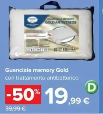 Carrefour Guanciale memory Gold con trattamento antibatterico offerta
