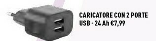 Unieuro Electroline Caricatore Con Due Porte USB - 24 Ah - Nero offerta