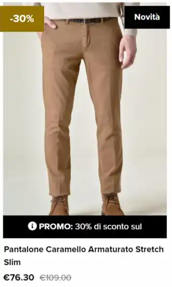 Pantalone Caramello Armaturato Stretch Slim