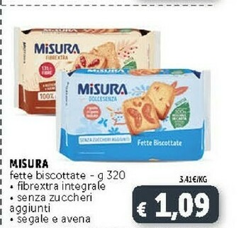Deco Supermercati Misura Fette Biscottate Con Grani Germogliati Segale E Avena 320 G(ml) offerta