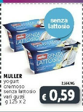 Deco Supermercati Muller Müller - Yogurt Cremoso Bianco Senza Lattosio 250 G(ml) offerta
