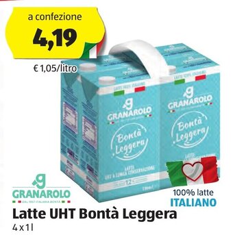 ALDI Granarolo Latte UHT Bontà Leggera 4 x 1 l offerta