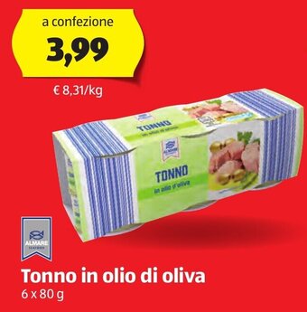 ALDI Almare Tonno in olio di oliva 6 x 80 g offerta