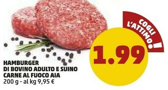 PENNY Aia Carne Al Fuoco Hamburger Di Suino & Bovino 200 G(ml) offerta