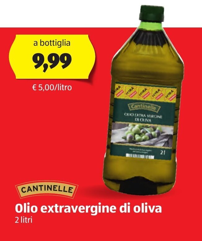 Cantinelle Olio extravergine di oliva 2 litri offerta di ALDI