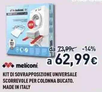 Unieuro Meliconi Kit Di Sovrapposizione Universale Scorrevole per Colonna Bucato. Made in Italy offerta