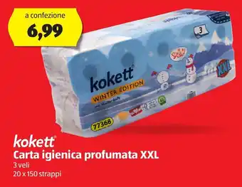 ALDI kokett Carta igienica profumata XXL 3 veli 20 x 150 strappi offerta