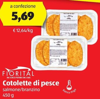 ALDI Fiorital Cotolette di pesce salmone/branzino 450 g offerta