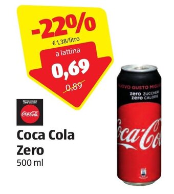 ALDI Coca Cola Zero 500 ml offerta