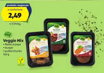 ALDI Just Veg! Veggie Mix filetto al pepe, burger, pulled chunks 140 g offerta