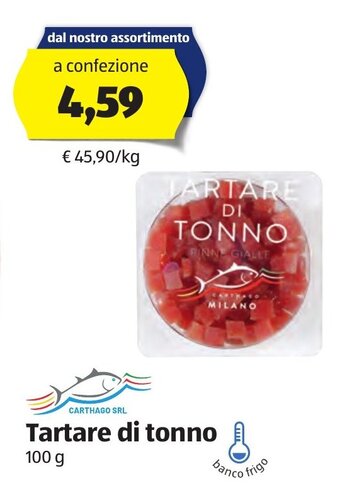 ALDI Carthago SRL Tartare di tonno 100 g offerta