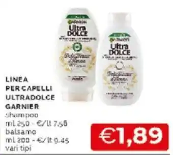 Mercatò Garnier Linea Per Capelli Ultradolce Shampoo/Balsamo 250 m/200 mll/ offerta