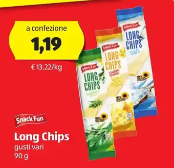 ALDI Snack Fun Long Chips gusti vari 90 g offerta