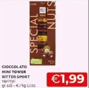 Mercatò Ritter Sport Ciccolato Mini Tower vari tipi 116 gr offerta