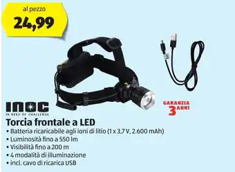 ALDI Inoc Torcia frontale a LED offerta