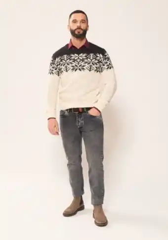 Pullover girocollo con cristalli di neve panna