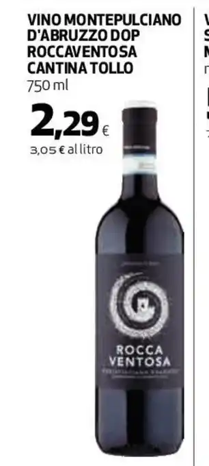 Coop Vino Montepulciano D'Abruzzo DOP Roccaventosa Cantina Tollo 750 ml offerta