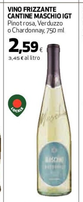 Coop Vino Frizzante Cantine Maschio IGT Pinot rosa, Verduzzo o Chardonnay, 750 ml offerta