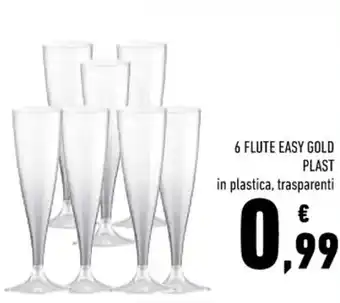 Conad 6 Flute Easy Gold Plast in plastica, trasparenti offerta