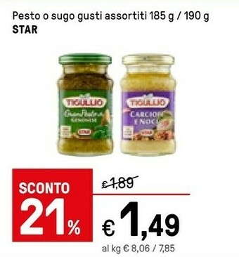 Iper La Grande Star Gran Pesto Olive E Mandorle Tigullio 190 G(ml) offerta