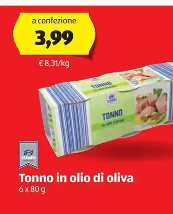 ALDI Tonno in olio di olivia offerta