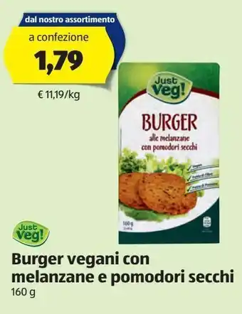 ALDI Burger vegani con melanzane e pomodori secchi offerta