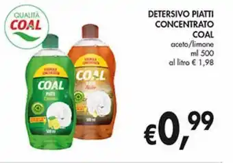 Supermercato Coal Detersivo piatti concentrato coal aceto/limone ml 500 offerta