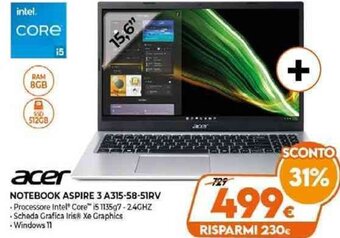 Expert Acer Notebook Aspire 3 A315-58-51RV offerta