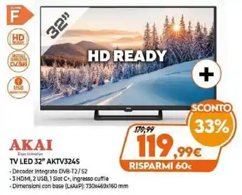 Expert Akai TV LED 32" AKTV324S offerta