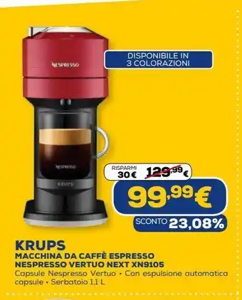 Euronics Krups macchina da caffè espresso nespresso vetruo offerta