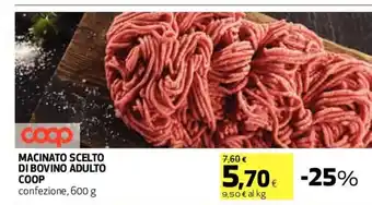 Coop Macinato Scelto Di Bovino Adulto Coop confezione, 600 g offerta