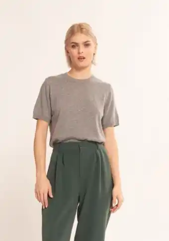 Maglia girocollo a manica corta grigio melange
