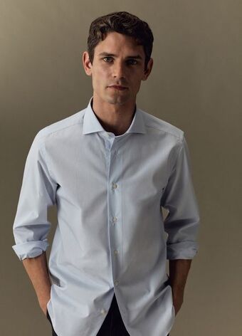 Piombo camicia slim fit righe sottili