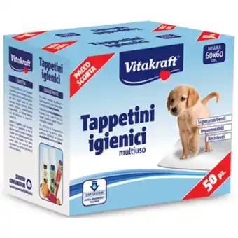 PiùMe Vitakraft tappetini igienici animali cane e gatto cm 60x60 50 pz offerta