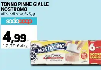 Coop Nostromo Tonno Pinne Gialle All'Olio di Oliva, 6x65 g offerta