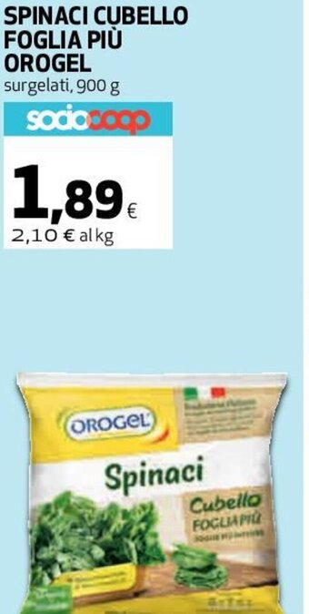 Coop Orogel Spinaci Cubello Foglia Più Surgelati, 900 g offerta