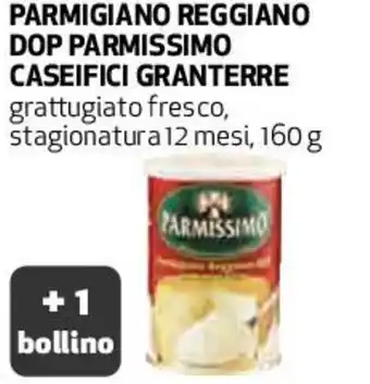 Coop Parmissimo Parmigiano Reggiano DOP Caseifici Granterre Grattugiato Fresco, Stagionatura 12 Mesi, 160 g offerta