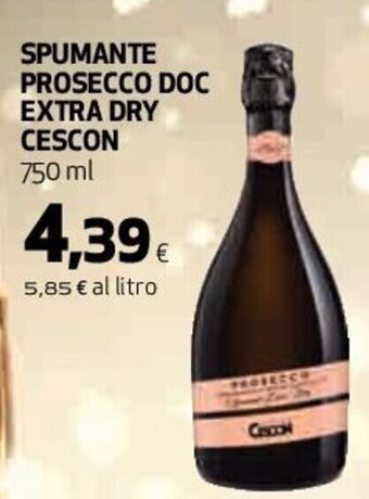 Coop Cescon Spumante Prosecco DOC Extra Dry 750 ml offerta