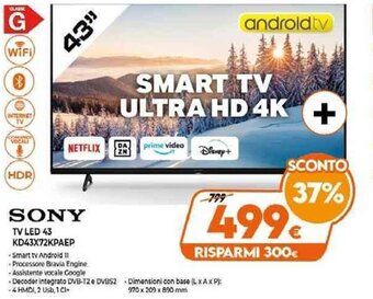 Expert Sony TV LED 43 KD43X72KPAEP offerta