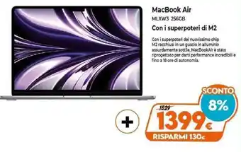 Expert Apple MacBook Air MLXW3 256GB offerta