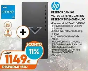 Expert HP Desktop Gaming Victus by HP 15L Gaming Desktop TG02-0033NL PC offerta